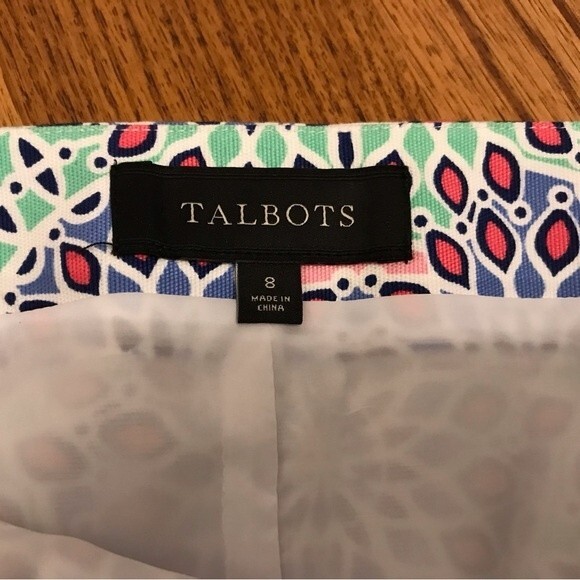 Talbots Colorful Stained Glass Kaleidoscope Fitted Pencil Above Knee Skirt - Picture 9 of 13